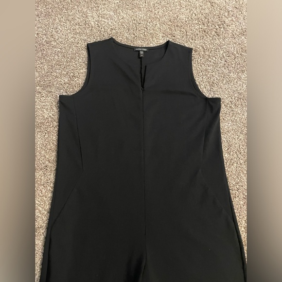 Eileen Fisher Organic Cotton Ponte Jumpsuit Size Medium Easy Fit Cropped Black - Picture 5 of 13